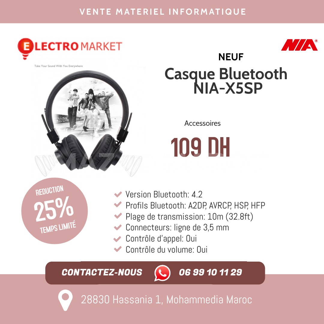 Casque Bluetooth NIA-X5SP