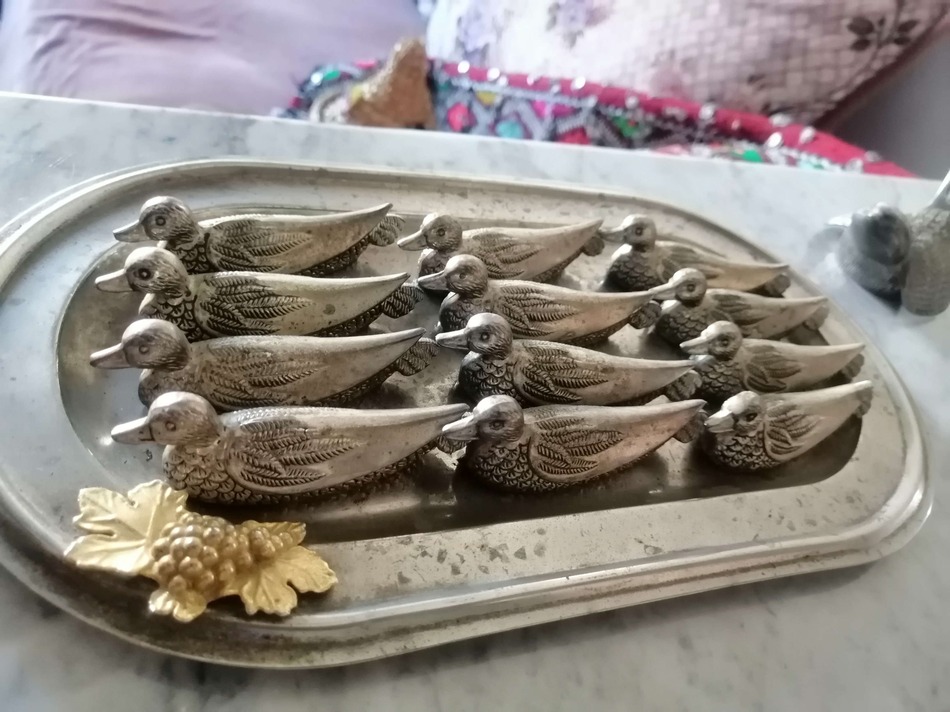 vintage 12 silver ducks